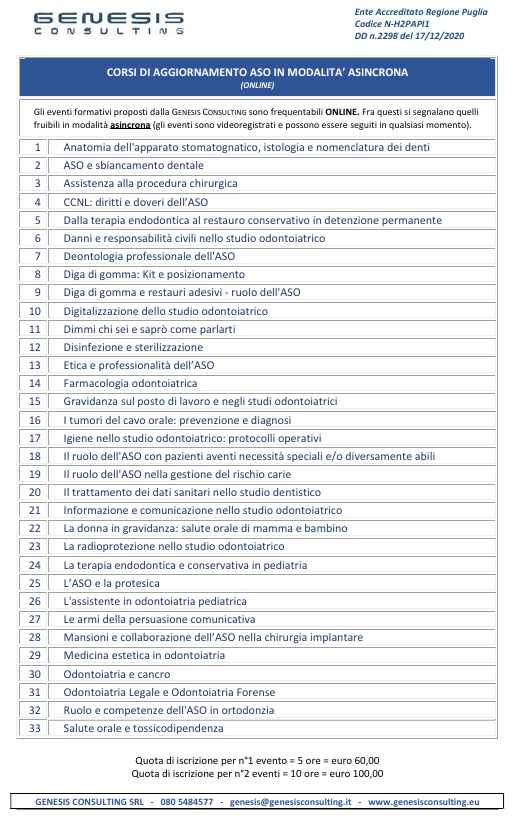 elenco corsi ASO ASINCRONI ONLINE